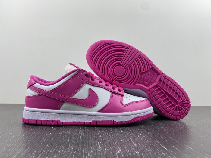 nike dunk low active fuchsia pink white gs fj0704-100