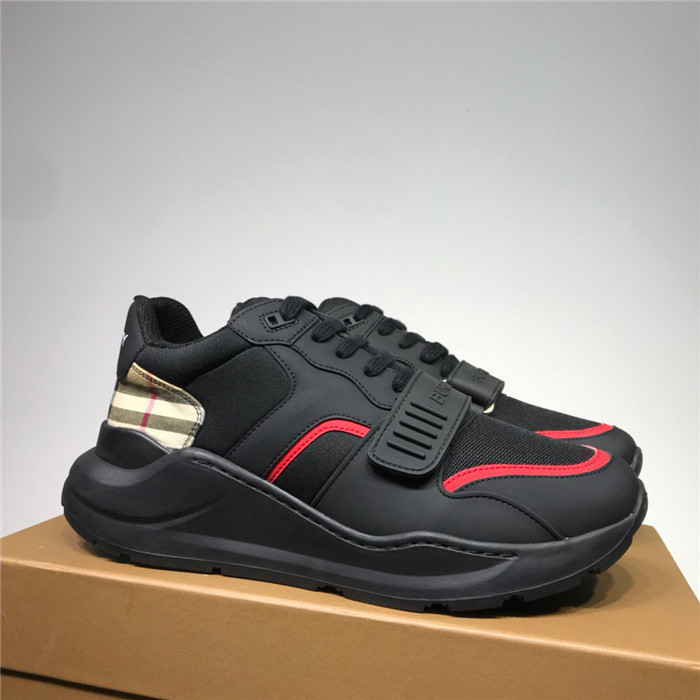 B**rry vintage check, leather and mesh sneakers