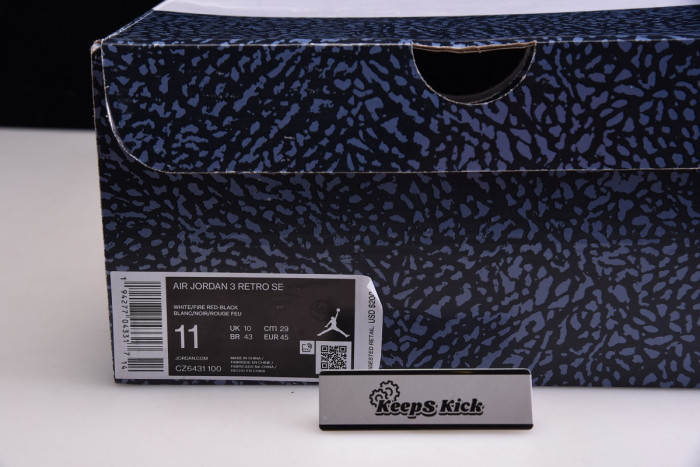 air jordan 3 retro "white fire red" cz6431-100